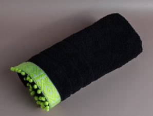 Πετσέτα Θαλάσσης Plain Neon Black-Green White Fabric