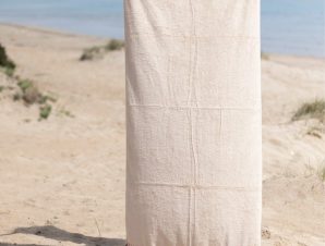 Πετσέτα Θαλάσσης Kenya Beige White Fabric