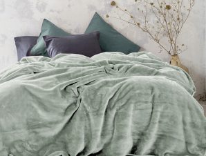 Κουβέρτα Βελουτέ Μονή 160X220 Nima Coperta Sage Green (160×220)