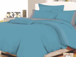 Σετ Σεντόνια Διπλά 4 Τεμαχίων ΚΟΜΒΟΣ Cotton Line Dolphin Blue-Grey 200×240